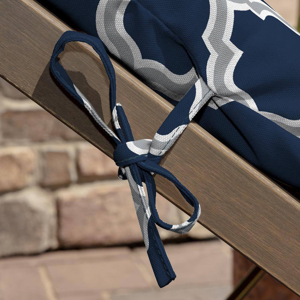 Sapphire Blue and White Bamboo Polyester Outdoor Chaise Cushion