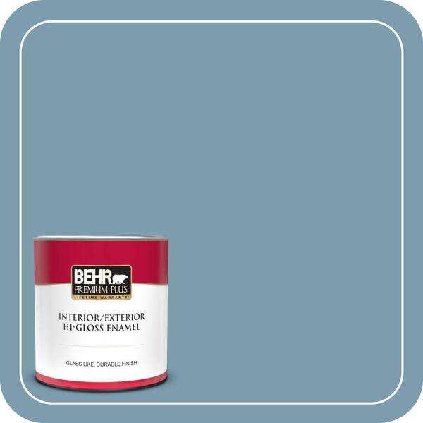 BEHR PREMIUM PLUS 1 qt. #550F-4 Cool Dusk Hi-Gloss Enamel Interior/Exterior Paint & Primer