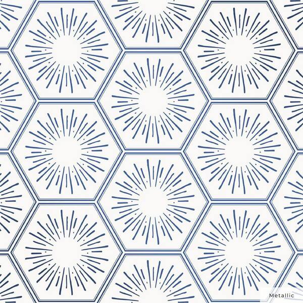 Tempaper Metallic Sapphire Hello Sunshine Vinyl Peel and Stick Wallpaper Roll (Covers 28 sq. ft.)