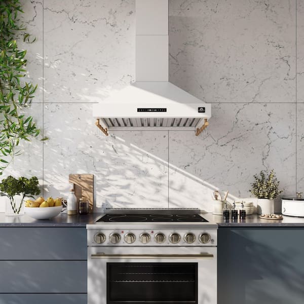 Forno Venezia 36 in. Wall-Mounted Range Hood in White with Touch
