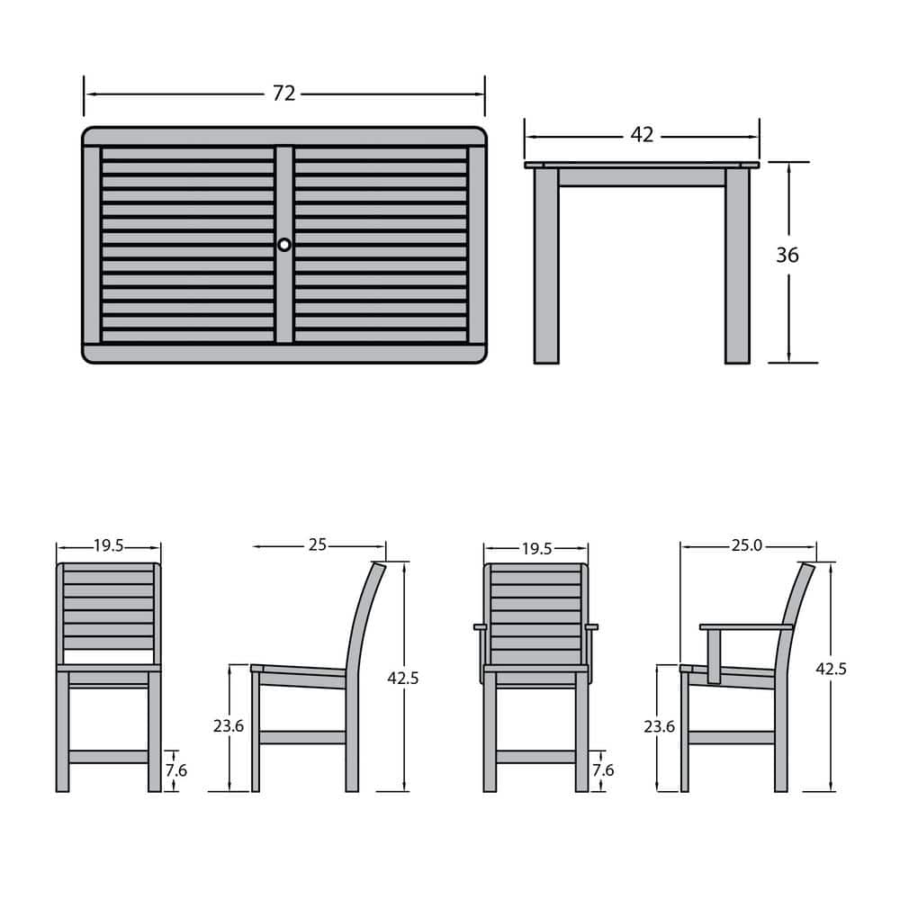 Weatherly Classic Black 7-Piece Plastic Outdoor Dining Set for 6
