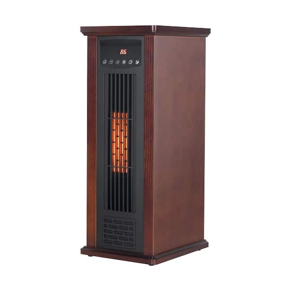 1500-Watt Freestanding Brown Electric Infrared Tip-Over and Overheat Protection Quartz Space Heater with Remote Control
