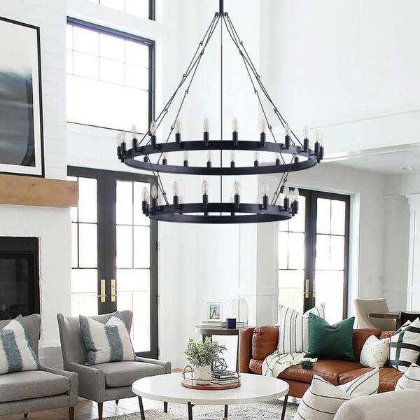 40 Lights Black Metal Material Pendant Light Design with Adjustable Hanging Length, Bulbs are not included