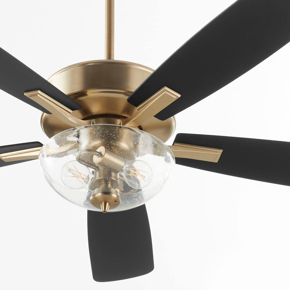 Ovation 52" Aged Brass Ceiling Fan with Matte Black Blades