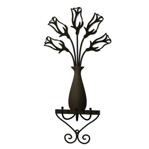 Plastec Rose Vase 3 Hooks in Dark Bronze