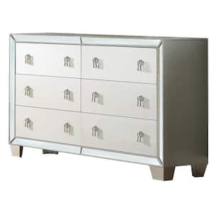 18 in. Silver 6-Drawers Dresser with Tapered Legs