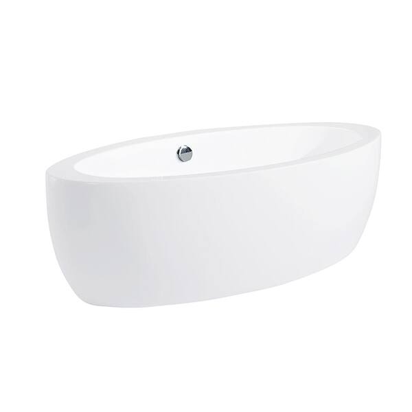 Aqua Eden Element 6.1 ft. Acrylic Flatbottom Freestanding Bathtub in White