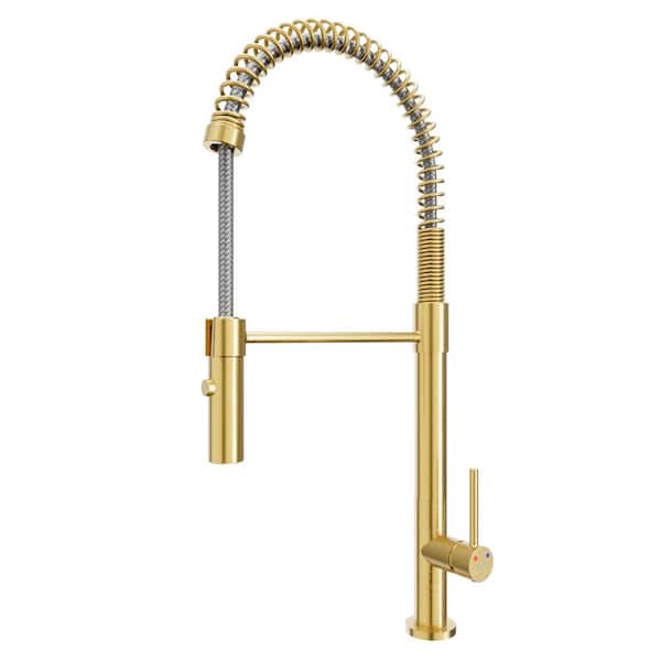 Karran Bluffton Single Handle Pull Down Sprayer Kitchen Faucet in Brushed Gold