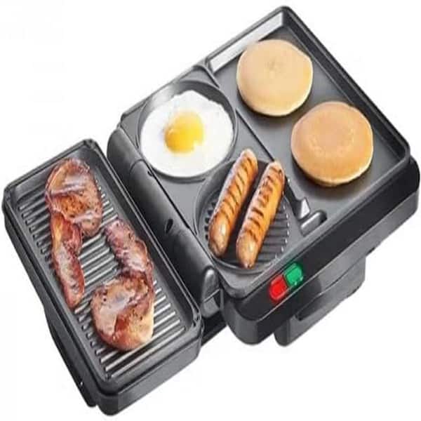 Series 1000W Black Sandwich Maker and Grill-Multipurpose Breakfast Station for Burgers and Pancakes HMG111B