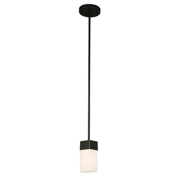 Eglo Ciara Springs 5.13 in. W x 51.63 in. H 1-Light Oil Rubbed Bronze Mini Pendant Light with Frosted Glass Shade