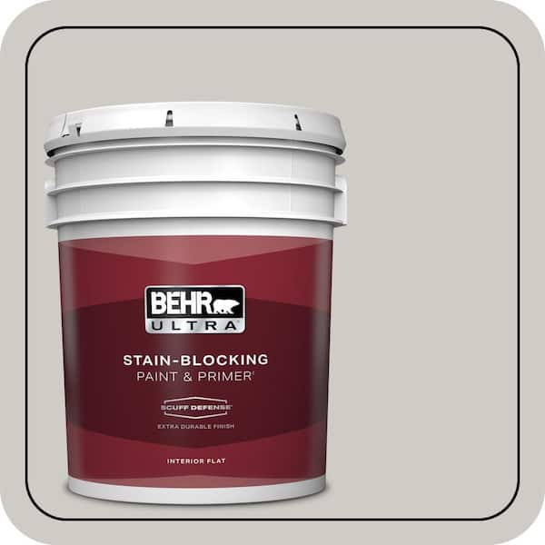 BEHR ULTRA 5 gal. #PPU26-10 Chic Gray Extra Durable Flat Interior Paint & Primer