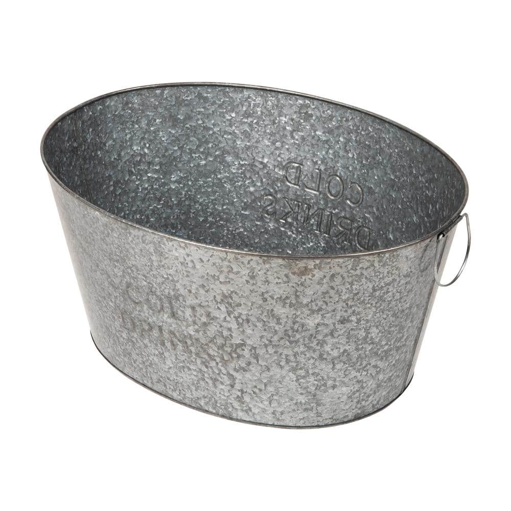 Large Silver Galvanized Steel Rustic Beverage Tub