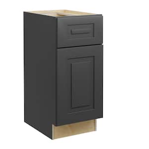 Grayson Deep Onyx Painted Plywood Shaker Assembled Bath Cabinet Soft Close Left 15 in W x 21 in D x 34.5 in H