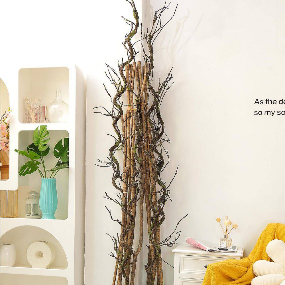 Vine Display 0.8 in. Brown Artificial Vine with Moss Flexible Lifelike Plant Twig ...