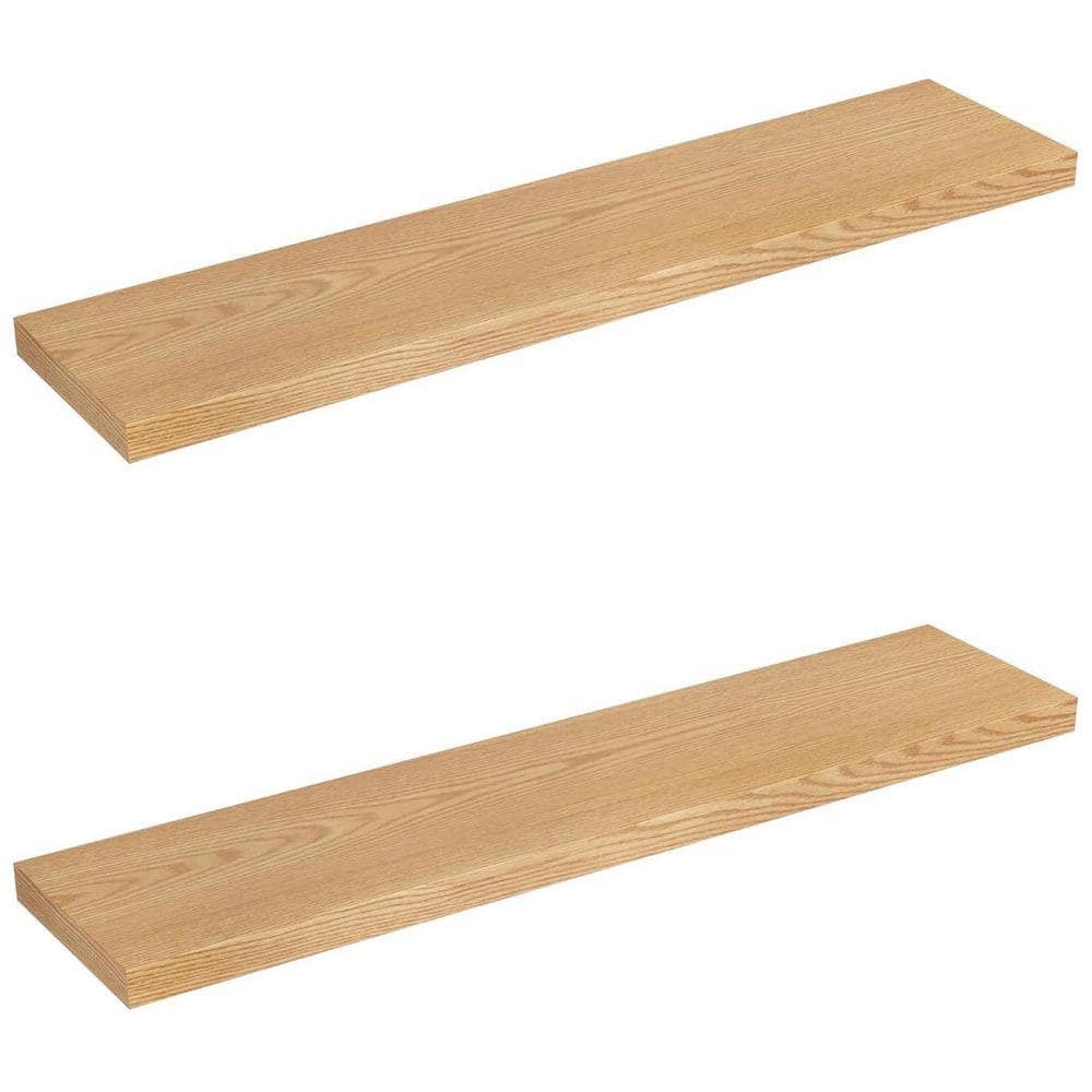48 in. W x 9.3 in. D Oak Floating Shelves Invisible Bracket
