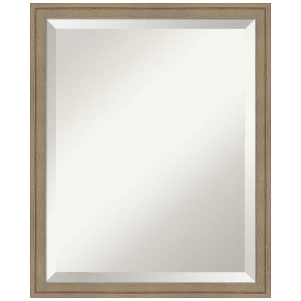 Florence Light Brown 17.75 in. x 21.75 in. Beveled Casual Rectangle Framed Bathroom Wall Mirror in Brown -  Amanti Art, A38868100335