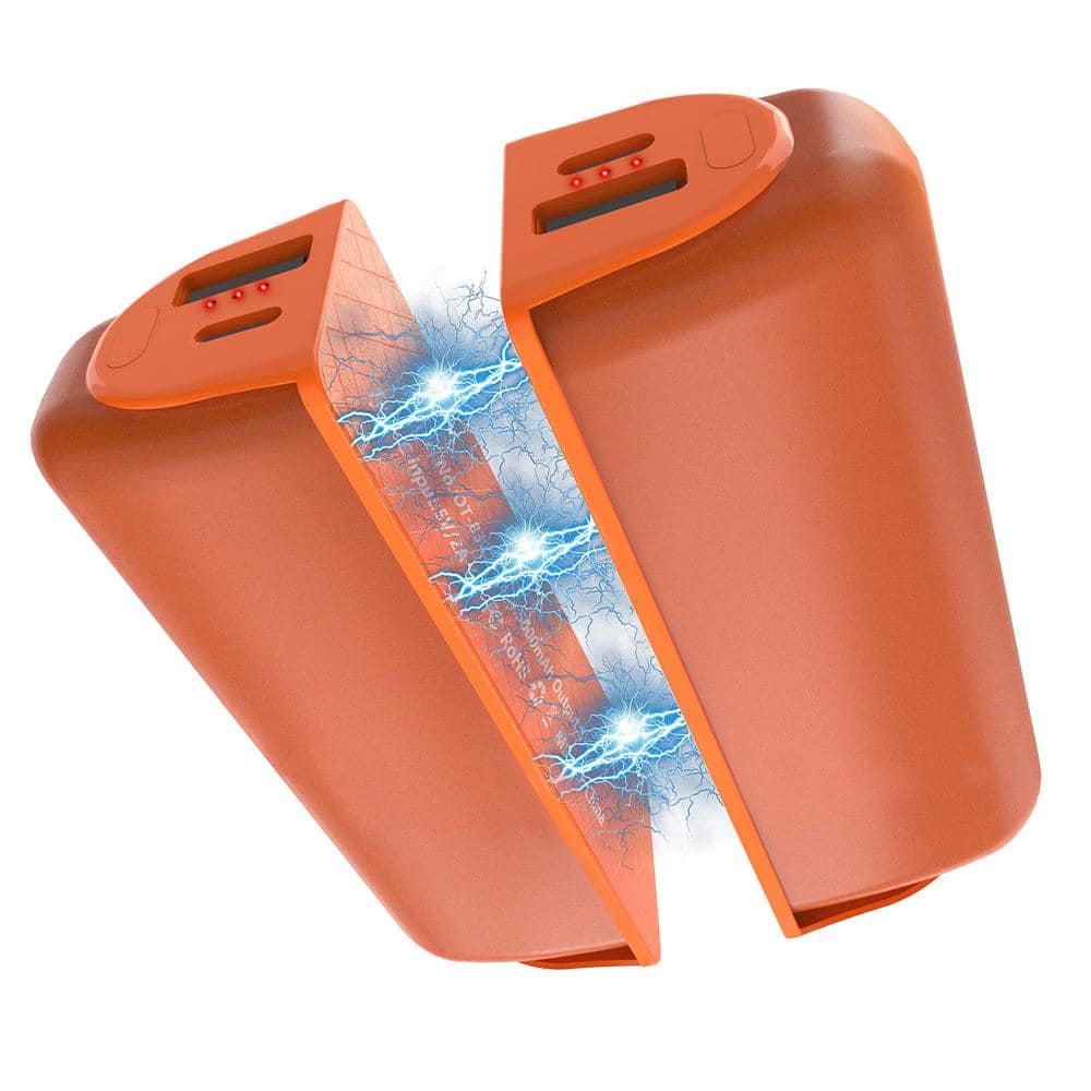 10000 mAh Orange Split-Magnetic Hand Warmers Portable Power Bank (2-Pack)