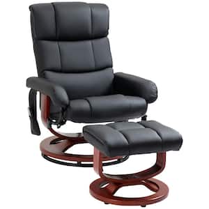Black PU Leather 10-Vibration Points and 5-Massage Mode Electric Reclining Massage Chair with Ottoman