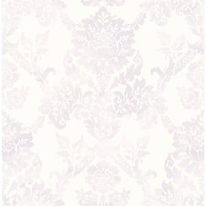 French Damask Light Purple Paper Non-Pasted Strippable Wallpaper Roll (Cover 56.05 sq. ft.)