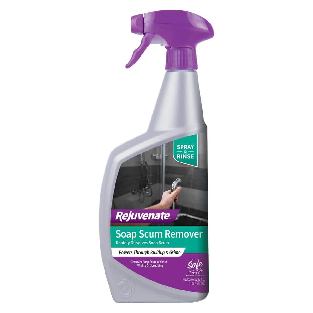  Rejuvenate Scrub Free Soap Scum Remover Shower Glass Door  Cleaner Works on Ceramic Tile, Chrome, Plastic and More (2 Bottles x 24oz)  : Health & Household