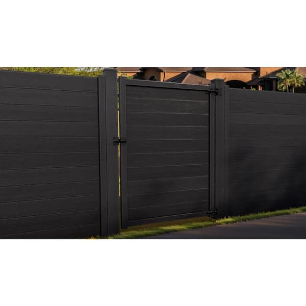 Natures Composites Composite Modern Horizontal Privacy ( 6 ft. H x 4 ft. W) Raven (Black) Full Size Fence Gate