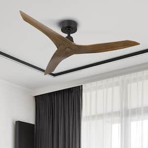 50 in. Modern Smart Ceiling Fan in Walnut with Remote Control 3 Blades and 6-Speeds