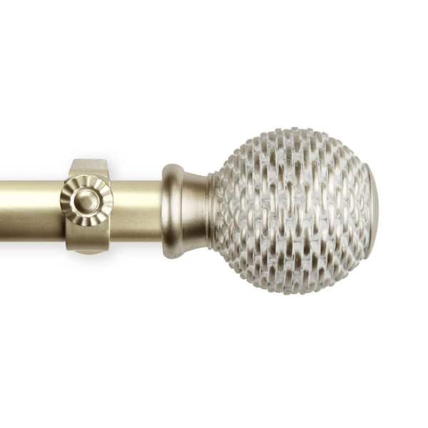 EMOH 120 in. - 170 in. Adjustable Single Curtain Rod 1 in. Dia in Gold with Talitha Finials