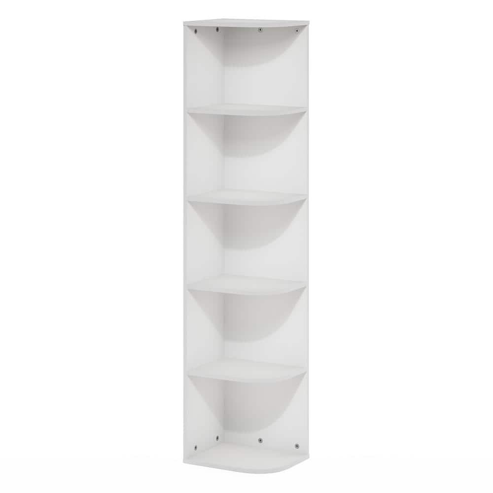 White 5-Tier Corner Wood Bookcase