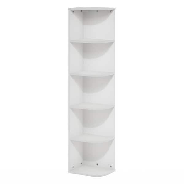 null Pasir 51.7 in. High White 5 Shelf Corner Standard Bookcase