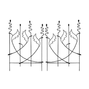 47 in. H Black Powdercoated Wrought Iron Outdoor Garden Acanthus Fence Trellis w/4 Ground Stakes (Set of 2)