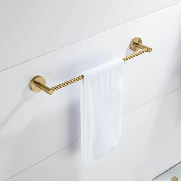 Bathroom Accessories 17.68 in. Wall Mounted Towel Bar in Brushed Brass