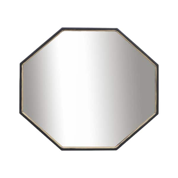 Liv & Skye Black and Gold 32 in. x 28 in. Modern Octagon Metal Framed Mirror