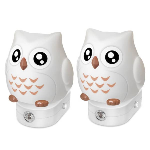 LED Owl Dusk to Dawn Night Light Plug-In for Kids, 3D Wall Light, 8-Color Changing 3000K White, 3 Modes(2-Pack)