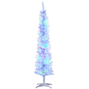 6 ft. Tall Pencil Prelit Artificial Christmas Tree with 360 Color Surface Branches, 200 Red, White and Blue LED Lights