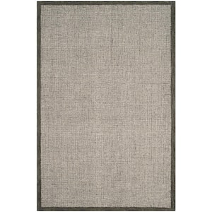 Abstract Sage/Ivory 5 ft. x 8 ft. Border Area Rug