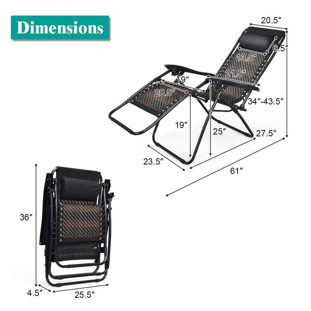 Brown Rattan Zero Gravity Recliner with Cushions and Arms
