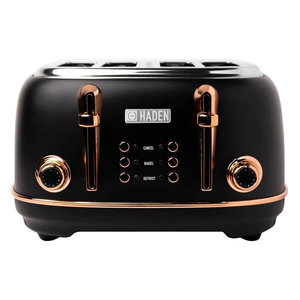 Haden - Heritage  4-Slice Toaster with Browning Control, Cancel, Bagel and Defrost Settings - Black and Copper