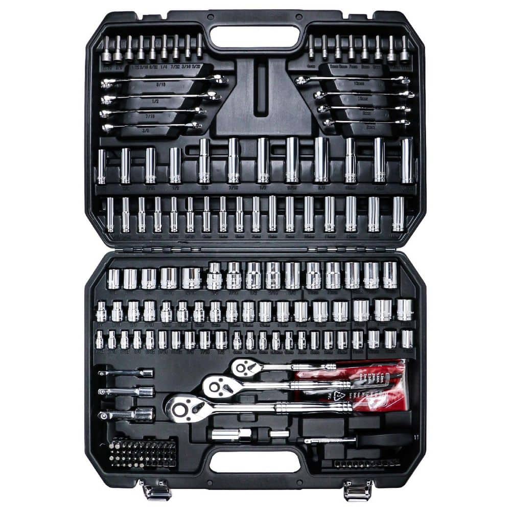 Oyezvary Mechanics Tool Set 1/4 in 3/8 in 1/2 in Drive Socket Set