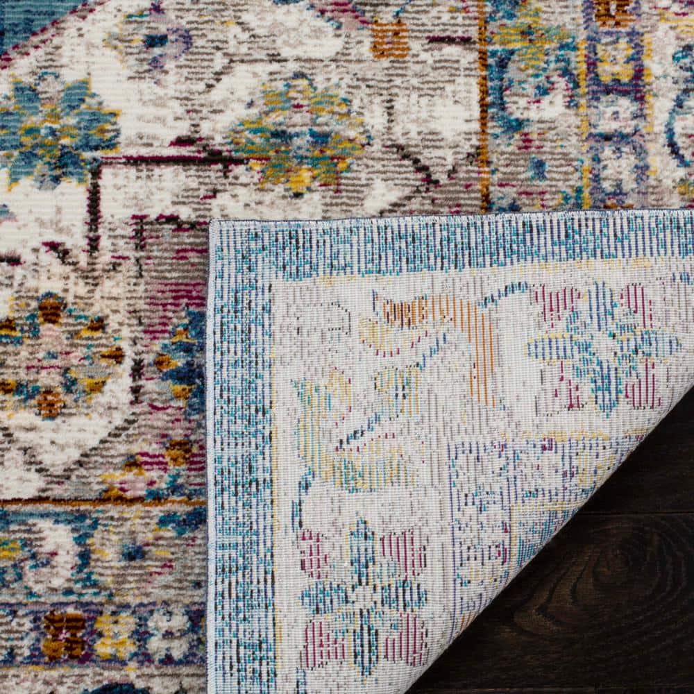 Hand-Knotted Medallion Blue and Cream Synthetic 2'x6' Rug