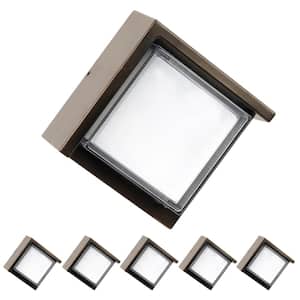 8-Watt Integrated LED Bronze Dusk to Dawn Photocell Sensor Security Square Outdoor Wall Pack Light 3000K 6-Pack