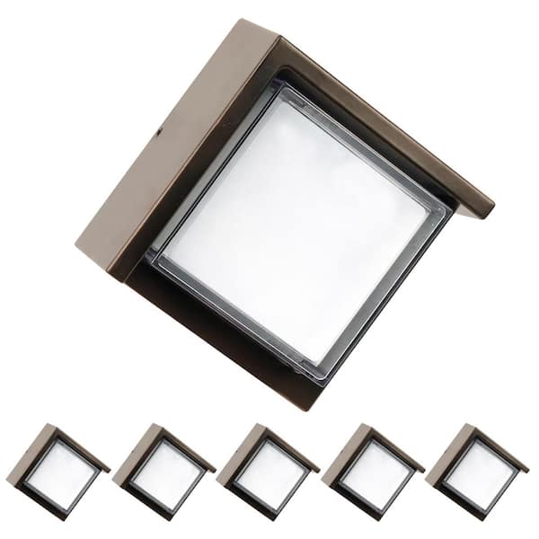 Feit Electric 8-Watt Integrated LED Bronze Dusk to Dawn Photocell Sensor Security Square Outdoor Wall Pack Light 3000K 6-Pack