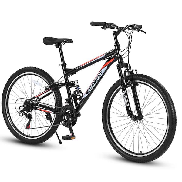 Huluwat 26 in. Adult Black 21-Speed Adjustable Height Roadways Mountain Bicycle, Front and Rear Shock Absorption