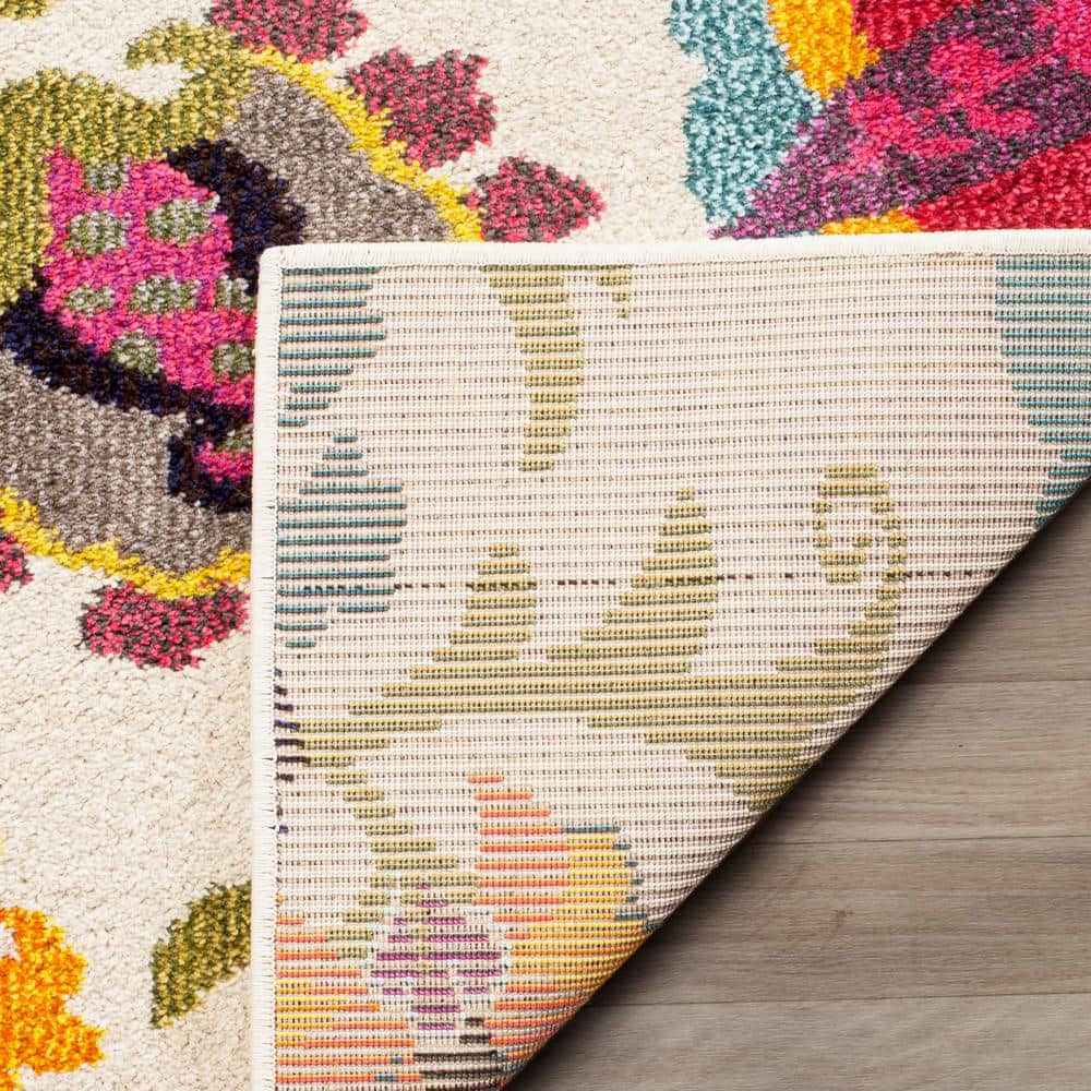 Ivory Floral 47" Soft Synthetic Easy-Care Area Rug