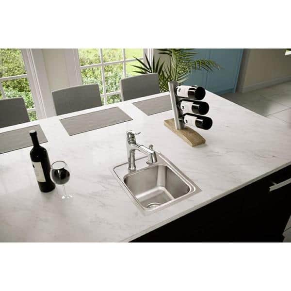 Lustertone 13 in. Drop-in Single Bowl 18-Gauge Stainless Steel Kitchen Sink Only