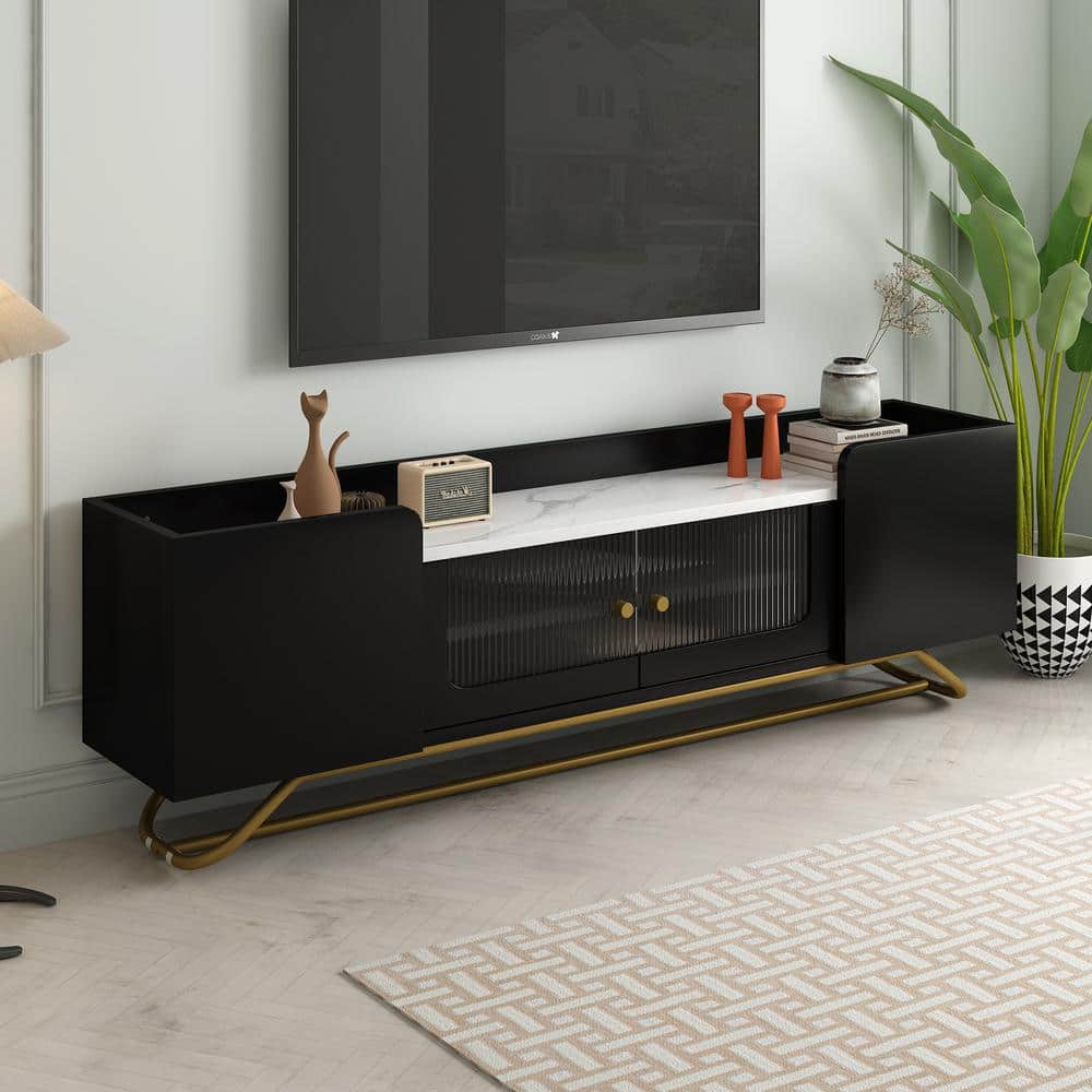 Harper & Bright Designs Black Modern TV Stand Fits TVs up to 65 in