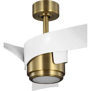 Insigna 60 in. Indoor/Outdoor Integrated LED Vintage Brass Contemporary Ceiling Fan with Remote for Living Room
