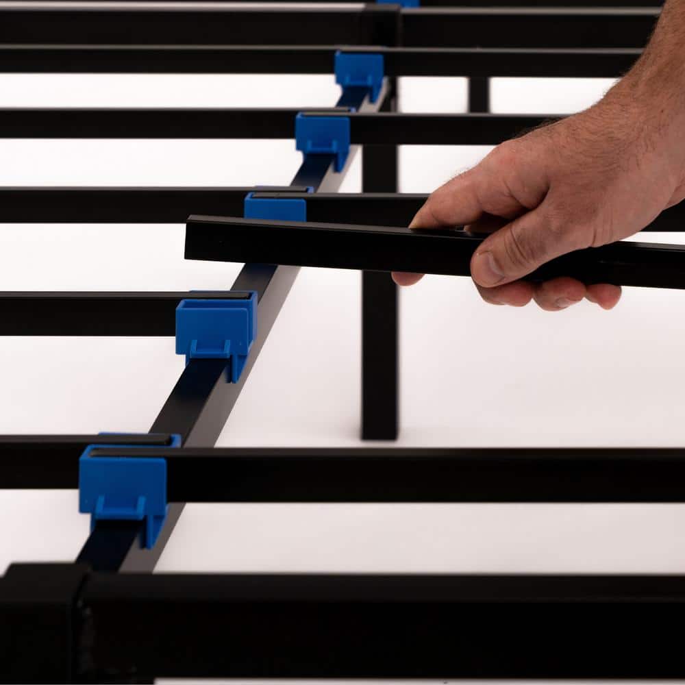 King Size Black Metal Mattress Foundation with Quick Snap Assembly