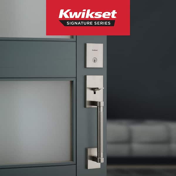 Prava Single Cylinder Keyed Entry Door Handleset featuring SmartKey Security in Satin Nickel