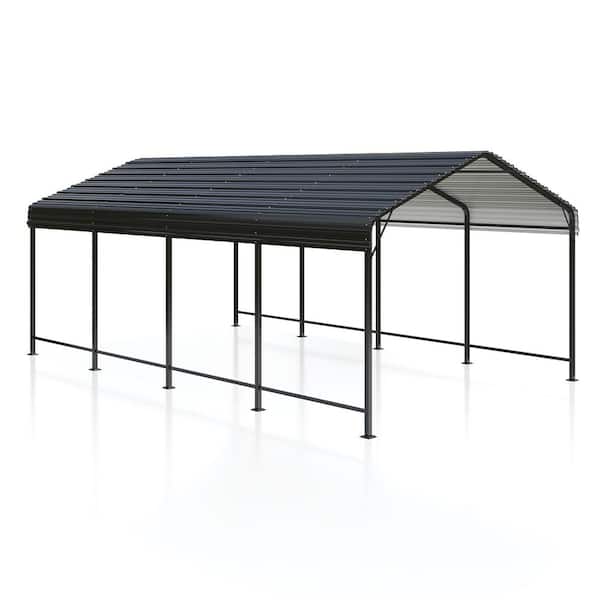 AirWire 12 ft. W x 20 ft. D Polar Aurora Heavy-Duty Galvanized Metal Carport Reinforced Base, Multi-Use Portable Shelter