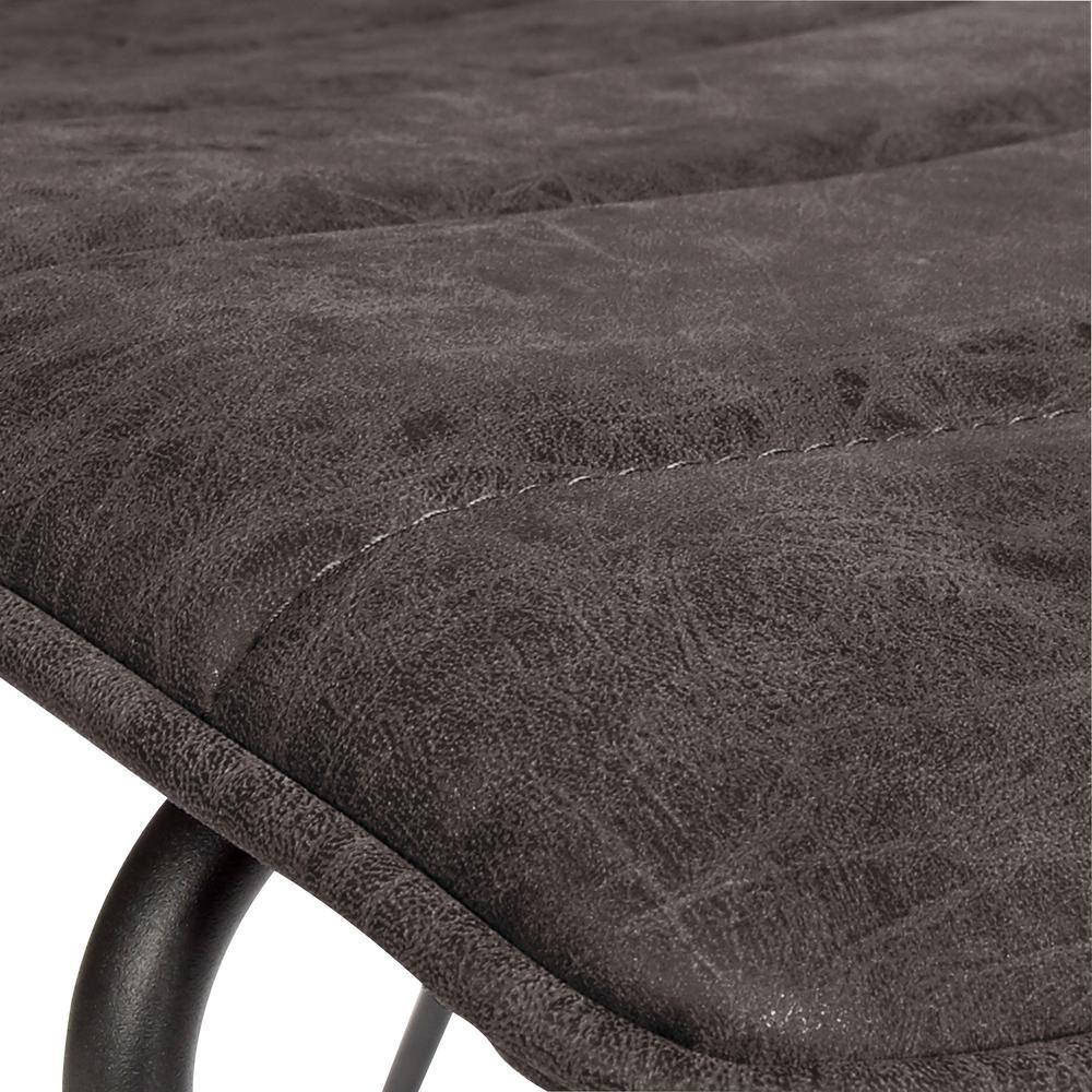 Charcoal Faux Leather Upholstered Stackable Side Chair with Metal Frame